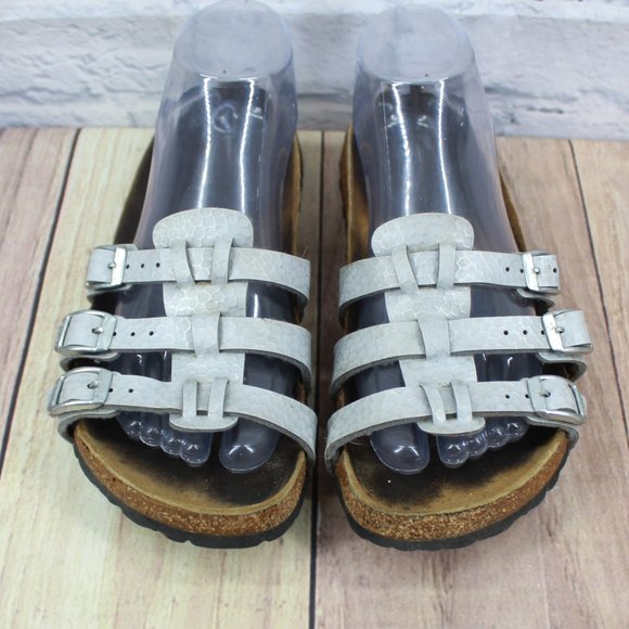 Birkenstock Xenia Gray Soft Footbed 3-Straps Sandals Size Eu 38 US 7 - Picture 5 of 11